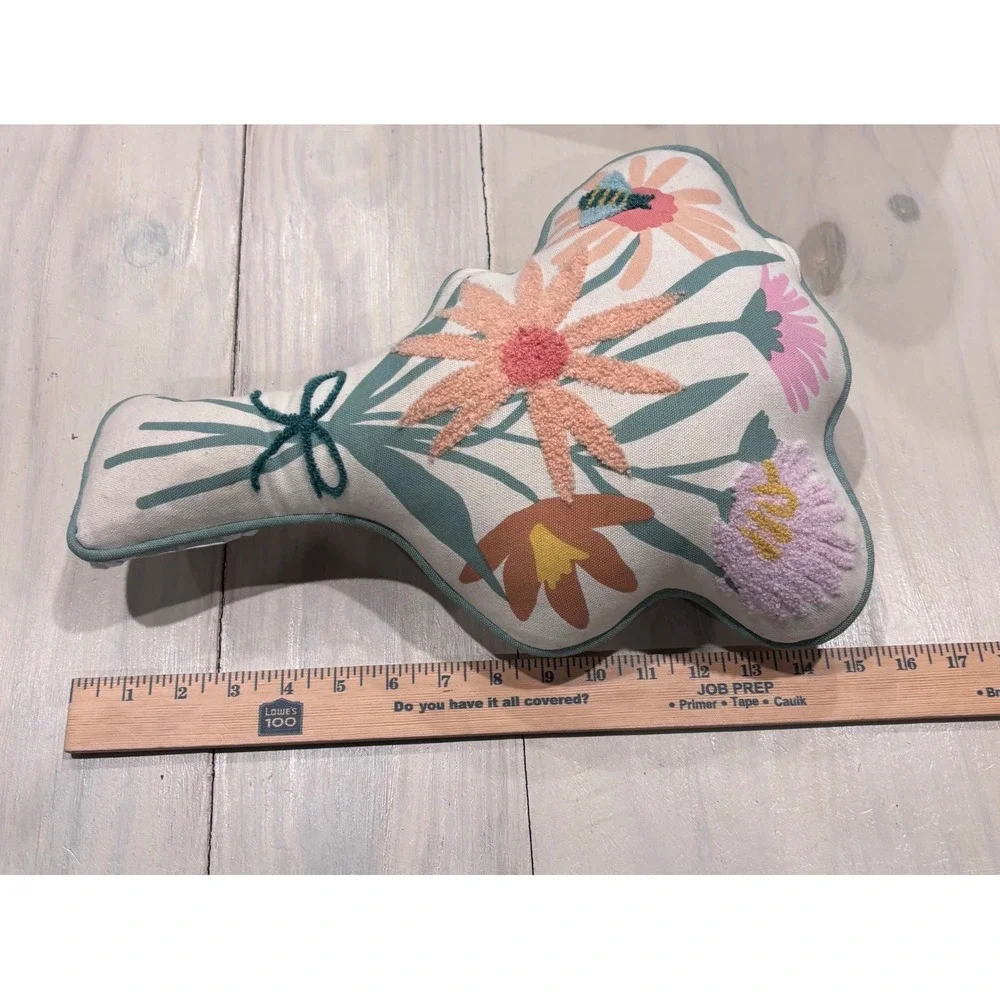 Pillowfort Flower Bouquet Shaped Decorative Pillow Embroidered Bee Kids Decor